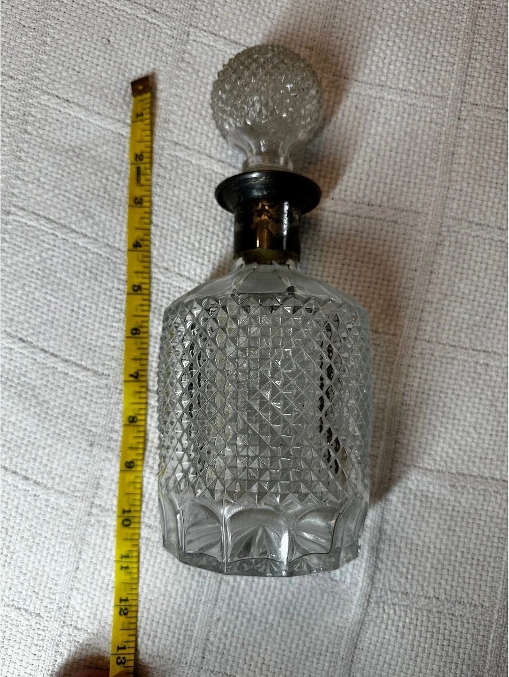 Vintage Cut Glass Decanter with Faceted Stopper